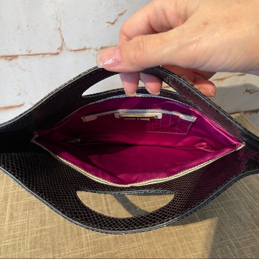 Henri Bendel Black Python Textured Leather Conver… - image 8